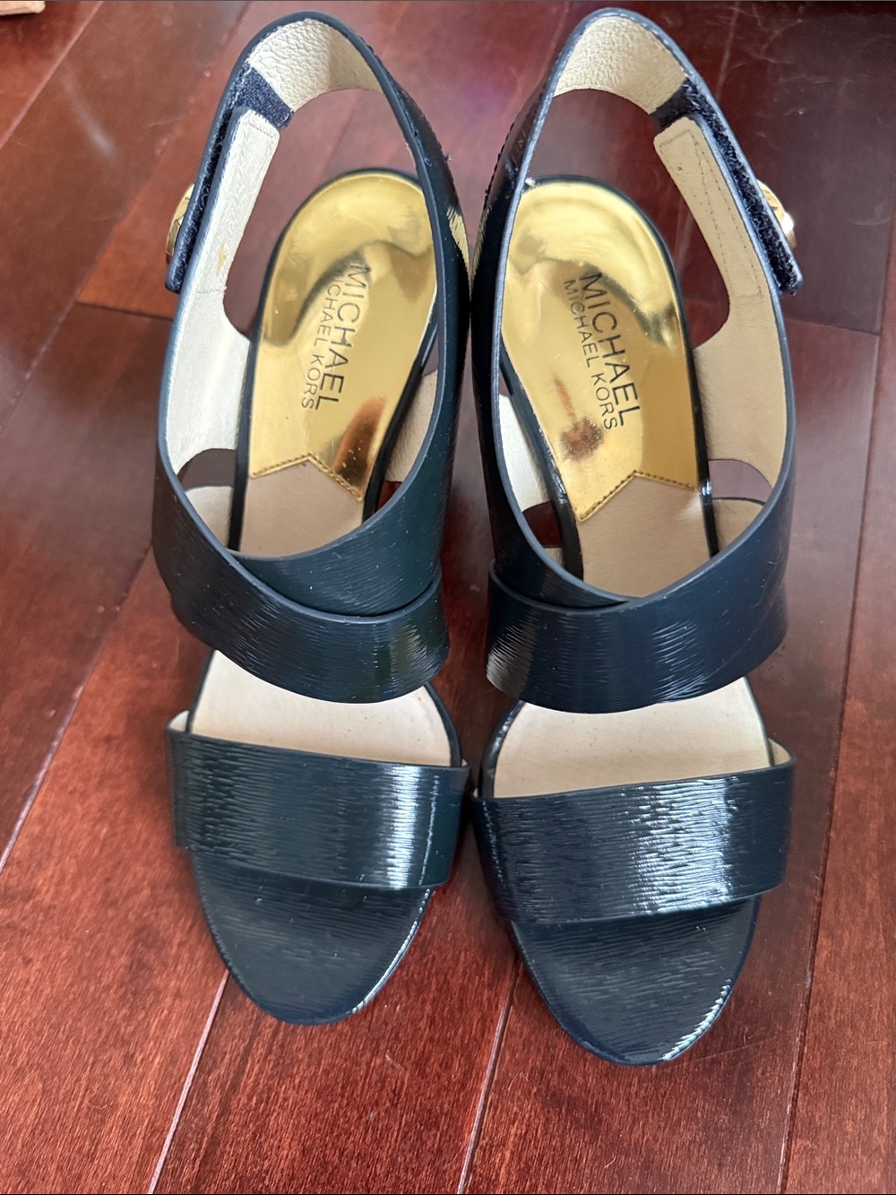 Michael Kors Deep Navy Patent Slingback Heels